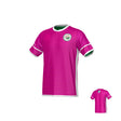 Society of a Iowa Rugby Referees Mens Oxford Reversible Jersey by Teamatical in pink with white and green accents, featuring a round collar and a circular chest logo; includes a smaller inset showing the back view.