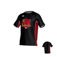 Black Godzilla Rugby Canterbury Kirra Performance Tee by Teamatical, featuring a short-sleeve design with black and red accents and a stylized “Godzilla” logo on the front; back side also shown in a smaller view.