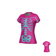 Introducing the Teamatical WRS WOMENS PRO JERSEY - SPOOKY BONES: a pink moisture-wicking jersey featuring a bold blue skeleton print on the front and striking number 25 with text on the back—a fun, comfortable twist on a Halloween Bones theme.