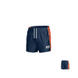 Teamatical WRS MENS PRO SHORT - CLEAN: Navy blue athletic shorts with orange side panels, white drawstring, and "WRS" on the left leg. Front and back views shown.