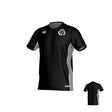 The Missoula All-Maggots Canterbury Reversible Training Tee by Teamatical is a black and gray short-sleeve athletic shirt featuring white chest logos and gray side panels, displayed from both front and back angles against a plain white background.