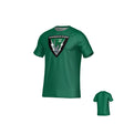 The Birmingham Vulcans DNA Sydney Crew Performance Tee by Teamatical is a green rugby top with a triangle-shaped Birmingham Rugby logo, player graphic, two lightning bolts, "EST. 1907" text on front, moisture management for comfort, and a plain back.