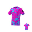 The Teamatical World Rugby Shop Referee Reversible Jersey in pink and blue features a geometric pattern and black text on the sleeve, with both front and back views shown.