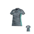 Front and back view of the grey and teal NCRA Megalodons Reversible Jersey - Women’s, featuring the number 25, the Megalodons logo, and WakeMed Wake Orthopaedics branding.