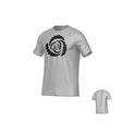 The Missoula All-Maggots Sydney Performance Tee by Teamatical features a white short-sleeve design with a black spiral pattern of oval shapes on the front, while the back remains plain.