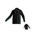 The Teamatical Siena College Canterbury Midlayer 1/4 is a black long-sleeve athletic pullover with green and yellow accents, a quarter-zip front, and "SIENA" logo on the chest; shown from front and back.