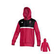 Teamatical Ohio State University Alumni Canterbury Legacy Performance Hoodie in red and black, features a white stripe, kangaroo pocket, embroidered chest logo, and back view.