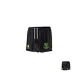 Teamatical Midwest referees Canterbury Zipper Pocket Shorts are black athletic shorts with white drawstrings and two green and yellow embroidered crests on the front.