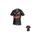 The Teamatical WRS YOUTH PRO JERSEY - SPIDERWEBS is a black youth rugby jersey in the Spiderwebs colorway, featuring a jack-o’-lantern face and web design on the front. Crafted from moisture-wicking fabric for comfort, it displays the number 25 in orange on the back.