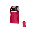 The Teamatical Ohio State University Alumni Canterbury Legacy Performance Singlet is a sleeveless athletic tank with black, white, and red panels and chest logos; back view shown in the bottom right corner.