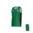 New Saint Andrews College Jericho Canterbury Kirra Performance Singlet by Teamatical—green sleeveless athletic jersey featuring a white logo and black side panels, displayed front and back on a plain white background.