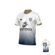 The Teamatical Franklin County High School CANTERBURY RAGLAN RAIONA REGULAR JERSEY is a white and navy sports jersey with gold accents, featuring the "MARINES" logo and number 25 on the back.