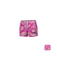 The Teamatical WRS WOMENS PRO SHORT - HAWAIIAN features a pink floral design, white drawstrings, and a "WRS" logo on the left leg, displayed in two sizes against a white background.