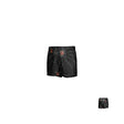 The Teamatical WRS YOUTH PRO SHORT - SPIDERWEBS are black youth rugby-style shorts featuring a striking white spider web pattern with red spiders, complete with convenient pockets and showcased against a plain white background.