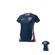 The Teamatical USAWR TRAINING TEE - WMNS is a navy blue athletic tee for women, featuring white and red accents, "USA" printed on the back, and sponsor and logo displayed on the front.