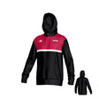 Ohio State University Alumni Canterbury Legacy Performance Hoodie by Teamatical; black and red with a white chest stripe, front pocket, small chest logos, and shown from both front and back.