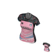 The Teamatical SWFL Lady Hammerheads Test Fit Maka Match Jersey is a short-sleeved rugby top with pink, white, and black abstract patterns, sponsor logos, and the number 25 on the back.