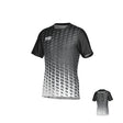 The Teamatical WRS MENS PRO JERSEY - CROSSHATCH is a short-sleeve sports jersey featuring a black-to-white gradient, textured pattern, "WRS" logo on the front, and "PlayerName 25" on the back.