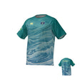 The Teamatical UNCW Women's Rugby Canterbury Performance Shirt features a teal and blue wave pattern, short sleeves, chest and sleeve logos, and “PlayerName” on the back.