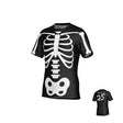 The Teamatical WRS MENS PRO JERSEY - SPOOKY BONES features a bold black design with a white skeleton print across the front; on the back, “RaptorRex” and the number 25 are displayed in crisp white, channeling classic men’s rugby jersey styles for a match-ready performance look.