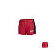 Teamatical WRS WOMENS PRO SHORT - CLEAN: Red athletic shorts featuring a white drawstring, black side panels, and "WRS" printed in white on the left leg.