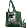 The Teamatical Birmingham Steel DNA Packable Zip Tote is a dark green lightweight bag with a white and gray “Birmingham Steel Rugby Est. 2021” logo featuring a stylized anvil and shield on the front.