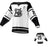 A black and white Fiji Rugby Classic Lace-Up Hockey jersey with the number 25 and a stylized logo featuring a hockey stick and the number 100, displayed from front and back views by Teamatical.