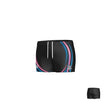 The Teamatical SWFL Lady Hammerheads Sublimated Women's Yokohama Shorts feature black fabric with pink and blue curved stripes on the front, a logo on the left leg, and a plain black back shown in a smaller image.