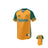 A green and yellow Wallabies Pro baseball jersey with the word "wallabies" and the number 25 on it, featuring moisture management by Teamatical.