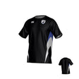 South Orange County Raptors Canterbury Hunter Performance Tee in black with a blue and white side graphic and a circular sports logo on the chest.