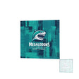A square logo with a fierce shark above "NC Megalodons Rugby Academy" on textured teal, plus a mirrored mini-logo. Inspired by Teamatical’s DNA Denver Blanket and its warm DNA-Warm Tech Fleece and UPF 50 sun protection.