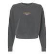 Introducing the Godzilla Rugby Football Club Women’s Garment-Dyed Mid-Length Crewneck Sweatshirt by EMB S&S Activewear. This dark gray, heavyweight fleece sweatshirt features a mid-length, slightly cropped silhouette for a contemporary look. The front center showcases “GORZILLA” and a gorilla graphic, making it a standout piece for any wardrobe.