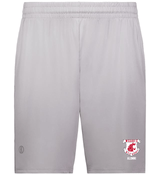 A Washington State Rugby Alumni Coolcore Pocketed Gym Short by WRS Augusta with a red and white logo.