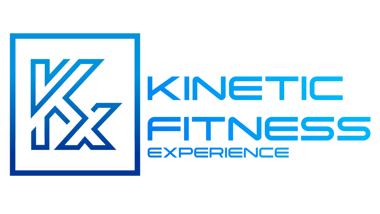 Logo of Stahl's Kinetic Fitness 4" experience featuring stylized letters 'kfx' in blue on a teal background with the company name and tagline.
