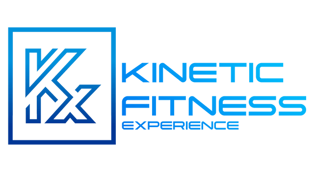Logo of Stahl's Kinetic Fitness 4" experience featuring stylized letters 'kfx' in blue on a teal background with the company name and tagline.