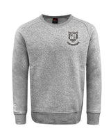 The Troy University RFC 15th Anniversary Club Crew Sweatshirt by WRS Canterbury is ultra-soft and gray, featuring a small embroidered crest on the left chest and an embroidered logo near the left cuff.