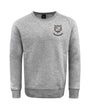 The Troy University RFC 15th Anniversary Club Crew Sweatshirt by WRS Canterbury is ultra-soft and gray, featuring a small embroidered crest on the left chest and an embroidered logo near the left cuff.