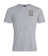 Gray cotton blend T-shirt featuring a small crest logo on the left chest, part of the Troy University RFC 15th Anniversary Club Plain Tee collection by WRS Canterbury.