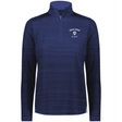 The EMB Augusta Women's Nations of Rugby Ireland Pursuit 1/4 Zip Pullover in navy features moisture-wicking fabric and "IRELAND RUGBY" with a rugby ball logo on the left chest.