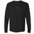 The EMB S&S Activewear Ireland Vintage Long Sleeve Comfort Tee features a black design with a small green clover and "1975" printed on the upper chest.