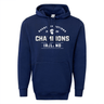 Blue Ireland 6 Nations 2024 Champions 60/40 Hoodie with "Six Nations Champs Ireland" text design by WRS Augusta.