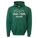 Green pullover hoodie with '6 Nations 2024 Champions Ireland' text on the front - Ireland 6 Nations 2024 Champions 60/40 Hoodie by WRS Augusta.