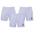 The Bundle Gilbert Kiwi Pro Short 3-Pack includes white sports shorts, each with an elastic waistband, a black logo on the front left, and reinforced side pockets. They're crafted from durable cotton twill for added convenience.