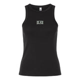 The Lewis County Elks Women’s Baby Rib Tank by EMB S&S Activewear is a black, sleeveless tank top featuring “Elks” and “High Point” printed in white on the chest, designed in a classic style with a flattering stretch-fit.