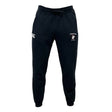 The Twin Island Rugby Leisure Sweatpant by EMB Canterbury features a drawstring waist, white Canterbury logo on the left thigh, Northeastern University Husky logo on the right, and is made from sustainable fleece for comfort and style.