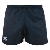 The Women's Canterbury Advantage 2.0 Shorts from Bundle Canterbury come in a 3-pack with an elastic waistband and feature the white logo on the left leg. Made with moisture-wicking fabric, these black rugby shorts offer comfort during intense activities.