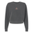 Gray sweatshirt with a logo on the chest against a white background