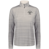 The EMB Augusta Women's Nations of Rugby New Zealand Pursuit 1/4 Zip Pullover features subtle stripes, a "New Zealand Rugby" left chest logo, and moisture-wicking fabric—ideal for athletic wear with classic style.