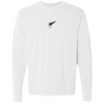 The New Zealand Vintage Long Sleeve Comfort Tee by EMB S&S Activewear features a small black fern leaf and "1840" text centered on the chest, inspired by New Zealand heritage.