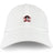 The Castle Rock Pirates Rugby Adult Low-Profile Cotton Twill Dad Cap by EMB S&S Activewear features a white design with a small skull and crossbones pirate emblem, detailed with red accents, embroidered at the front center.